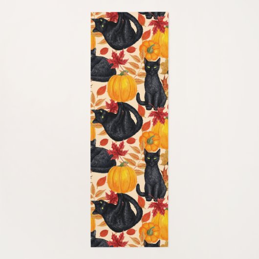 Zwarte katten en pompoenen yogamat (Achterkant)