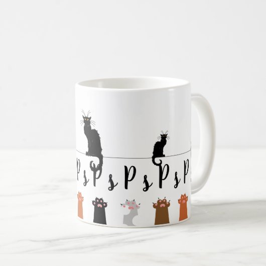 Zwarte katten en poten PsPsPs Koffiemok (Voorkant rechts)