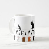 Zwarte katten en poten PsPsPs Koffiemok (Voorkant links)