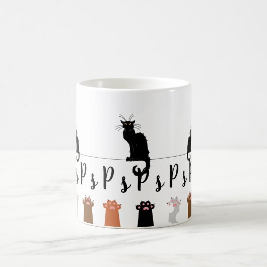 Zwarte katten en poten PsPsPs Koffiemok (Center)