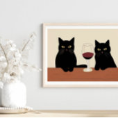 Zwarte Katten en Rode Wijn Minimalist Poster
