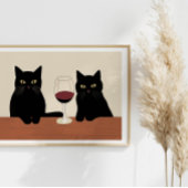 Zwarte Katten en Rode Wijn Minimalist Poster