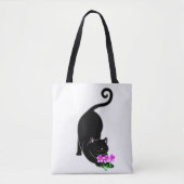 zwarte katten en roze bloemen tote bag (Voorkant)