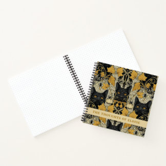 Zwarte katten en spinnen Art Nouveau Halloween Notitieboek