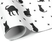 Zwarte katten en sterren Halloween Cadeaupapier (Rol Hoek)