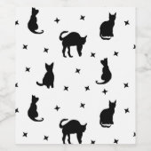 Zwarte katten en sterren Halloween Wijn Etiket (Enkel label)