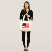 Zwarte katten en strips grote tote bag (Voorkant (model))