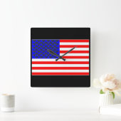 Zwarte katten en strips vierkante klok (Huis)