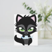 Zwarte katten en vissen briefkaart (Staand voorkant)