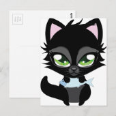 Zwarte katten en vissen briefkaart (Voorkant / Achterkant)