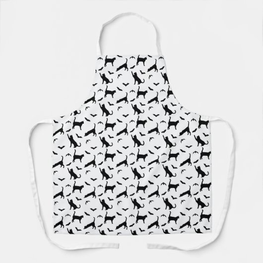 Zwarte katten en vleermuizen op witte Halloween pa Schort (Voorkant)