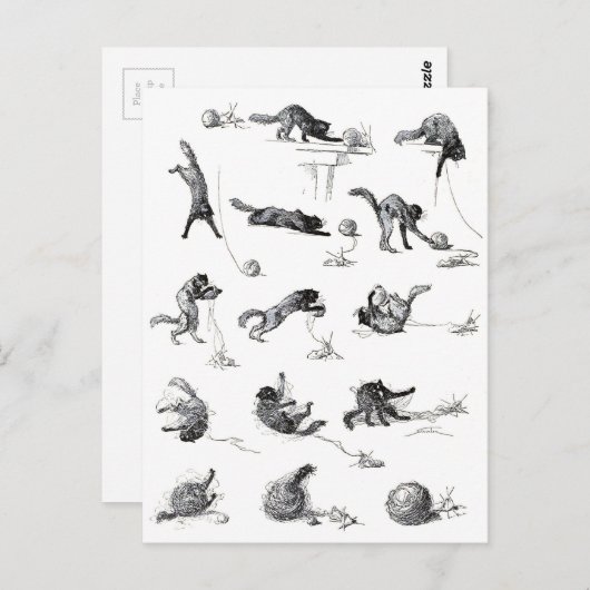 Zwarte katten- en woolen-garen, Alexandre Steinlen Briefkaart (Voorkant / Achterkant)