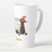 Zwarte katten geesten Halloween Latte Mok (Rechterhoek)