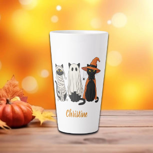 Zwarte katten geesten Halloween Latte Mok