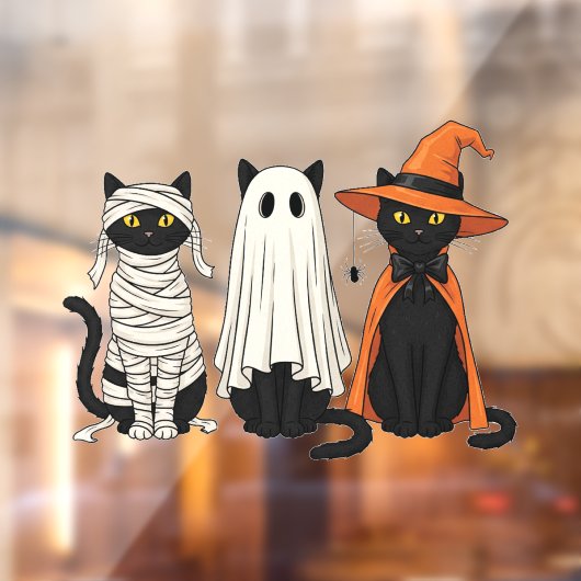 Zwarte katten geesten Halloween Raamsticker (Vel 2)