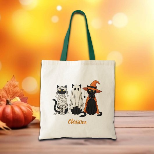 Zwarte katten geesten Halloween Tote Bag