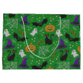 Zwarte katten geesten vleermuizen groen patroon Ha Groot Cadeauzakje (Achterkant)