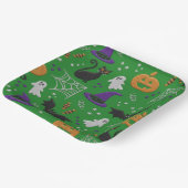 Zwarte katten geesten vleermuizen groen patroon Ha Papieren Bordje (Gebogen)