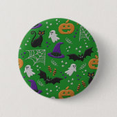 Zwarte katten geesten vleermuizen groen patroon Ha Ronde Button 5,7 Cm (Voorkant)