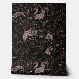 Zwarte katten Gele ogen Behang