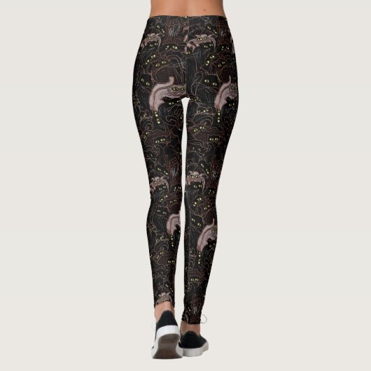 Zwarte katten Gele ogen Leggings (Achterkant)