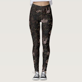 Zwarte katten Gele ogen Leggings