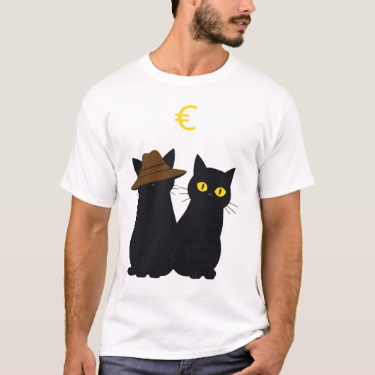 Zwarte katten gele ogen t-shirt (Voorkant)
