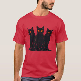 Zwarte katten gloeiende ogen griezelig schattige k t-shirt