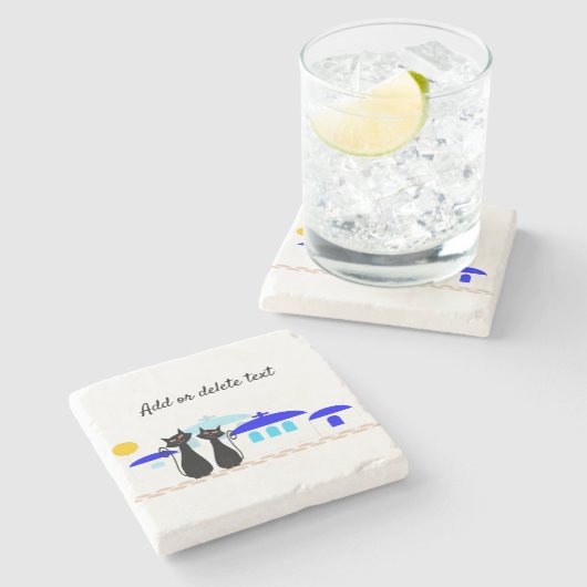 Zwarte katten Griekse scène gepersonaliseerd Stenen Onderzetter (Zijkant)