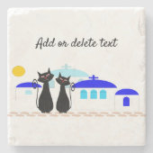 Zwarte katten Griekse scène gepersonaliseerd Stenen Onderzetter (Voorkant)
