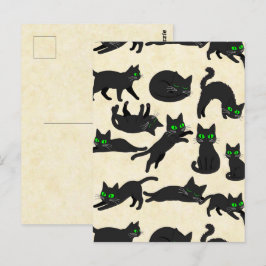Zwarte Katten Groene Ogen Schattige Kittens Warm C Briefkaart