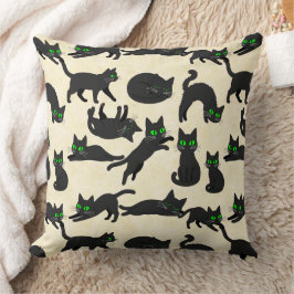 Zwarte Katten Groene Ogen Schattige Kittens Warm C Kussen