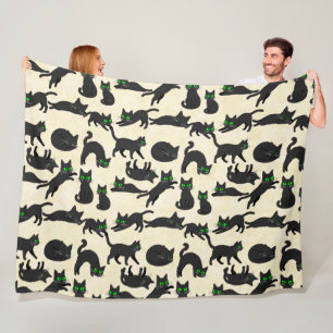 Zwarte Katten Groene Ogen Schattige Kittens Warme Fleece Deken