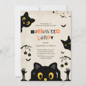 Zwarte Katten Halloween Feest Uitnodiging (Voorkant)