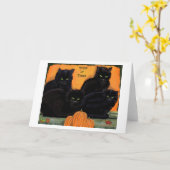 Zwarte katten Halloween kaart (Gele Bloem)
