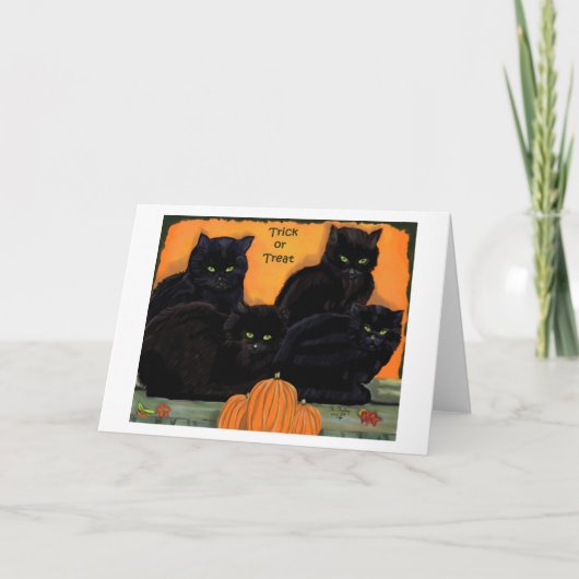 Zwarte katten Halloween kaart (Voorkant)