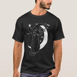 Zwarte Katten Halloween Kostuum Enge Heksenhoed Ma T-shirt