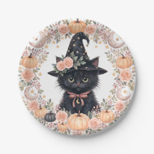 Zwarte Katten Halloween Papieren Borden Bordje