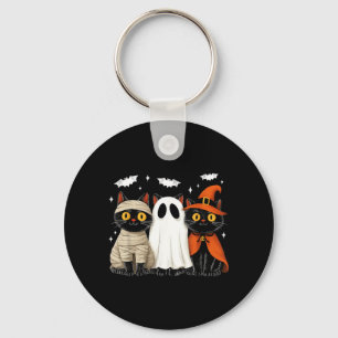 Zwarte katten Halloween Pompoen Mummie Heks Sleutelhanger