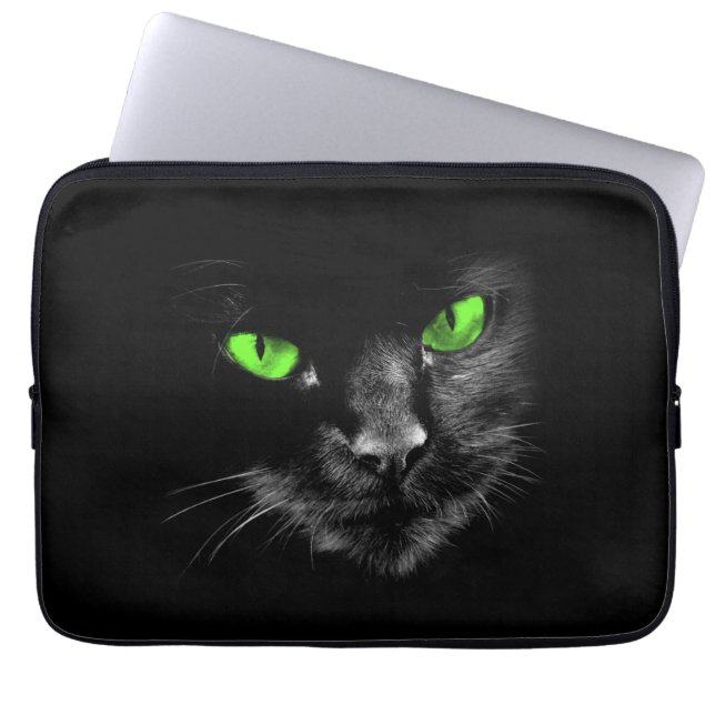 Zwarte katten heersen - Groene ogen Laptop Sleeve (Voorkant)