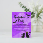 Zwarte katten heksige Halloween vrijgezellenfeest Kaart (Staand voorkant)