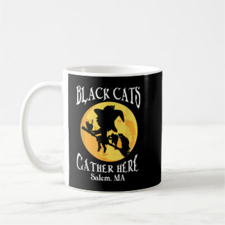 Zwarte katten hier Salem, MA Halloween heks Koffiemok