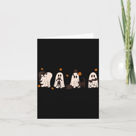Zwarte katten in cute spookkat Halloween Kaart (Voorkant)