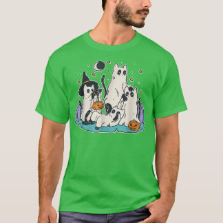 Zwarte katten in de Ghost Costume Cute Women and M T-shirt