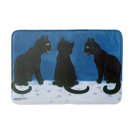 Zwarte katten in de sneeuw, Louis Wain Badmat (Voorkant)