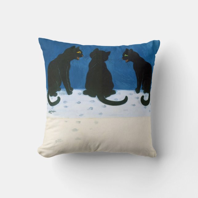 Zwarte katten in de sneeuw, Louis Wain Kussen (Voorkant)