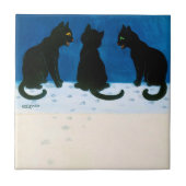 Zwarte katten in de sneeuw, Louis Wain Tegeltje (Voorkant)