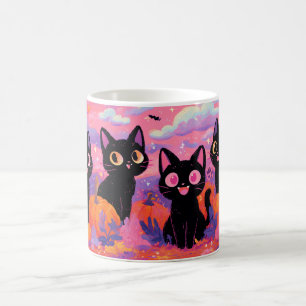 Zwarte katten in een Pumpkin Patch Mok