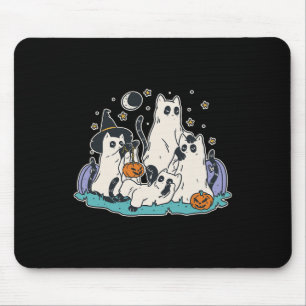 Zwarte katten in Ghost Costume - Stomme vrouwen en Muismat