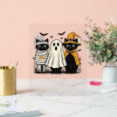 Zwarte katten in Halloween-kostuums - Ghost, Witch Acryl Bord (Huwelijk)